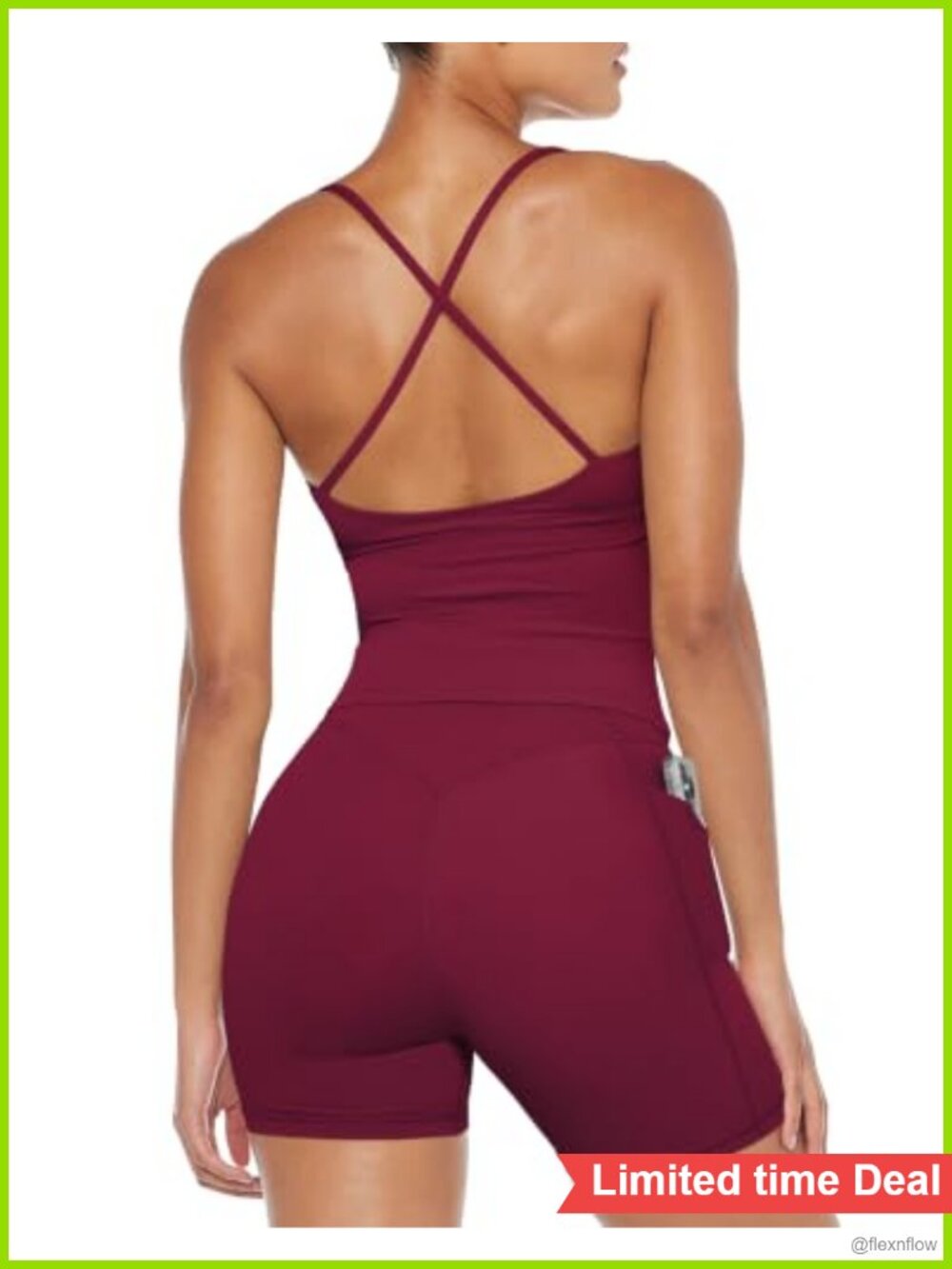 OMKAGI Womens Workout Set Tank Top Built in Bra Booty Shorts Pockets